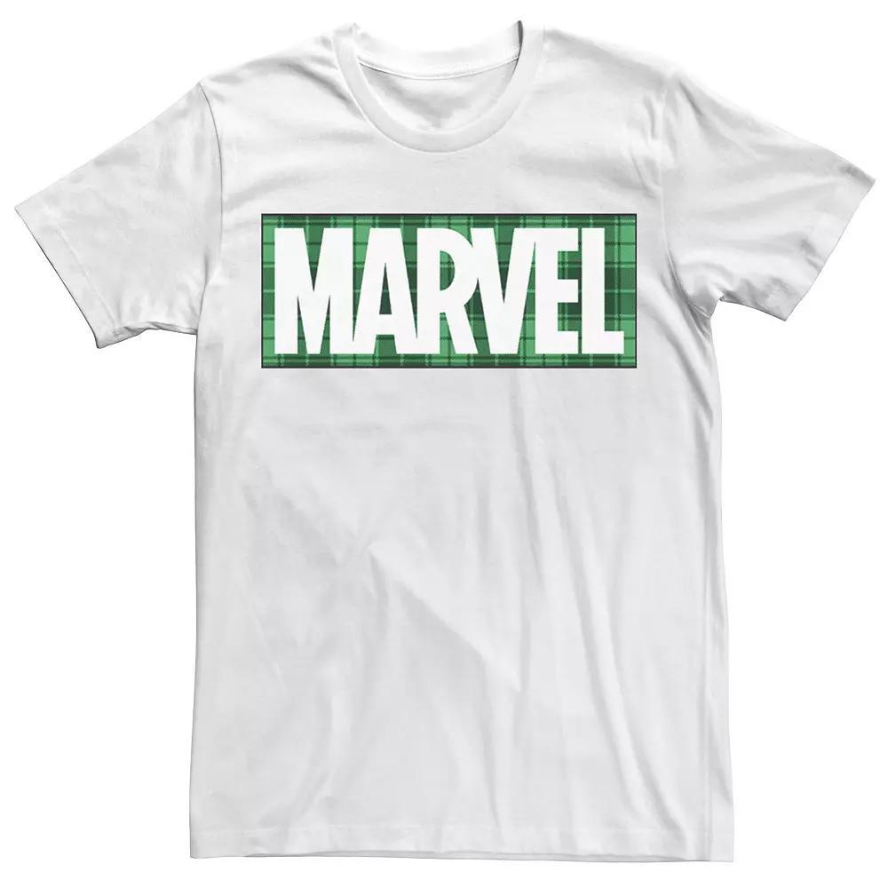 Men's Marvel Comics St. Patrick's Day Plaid Logo Tee, Size: XL, White Product Image