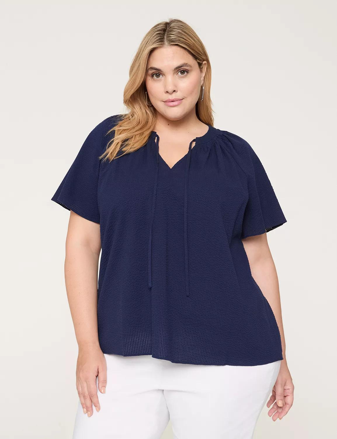 Swing Flutter-Sleeve Popover Blouse Product Image