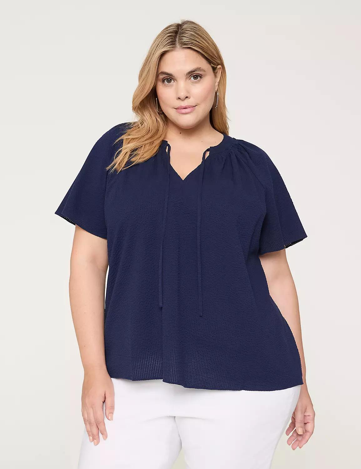Swing Flutter-Sleeve Popover Blouse Product Image