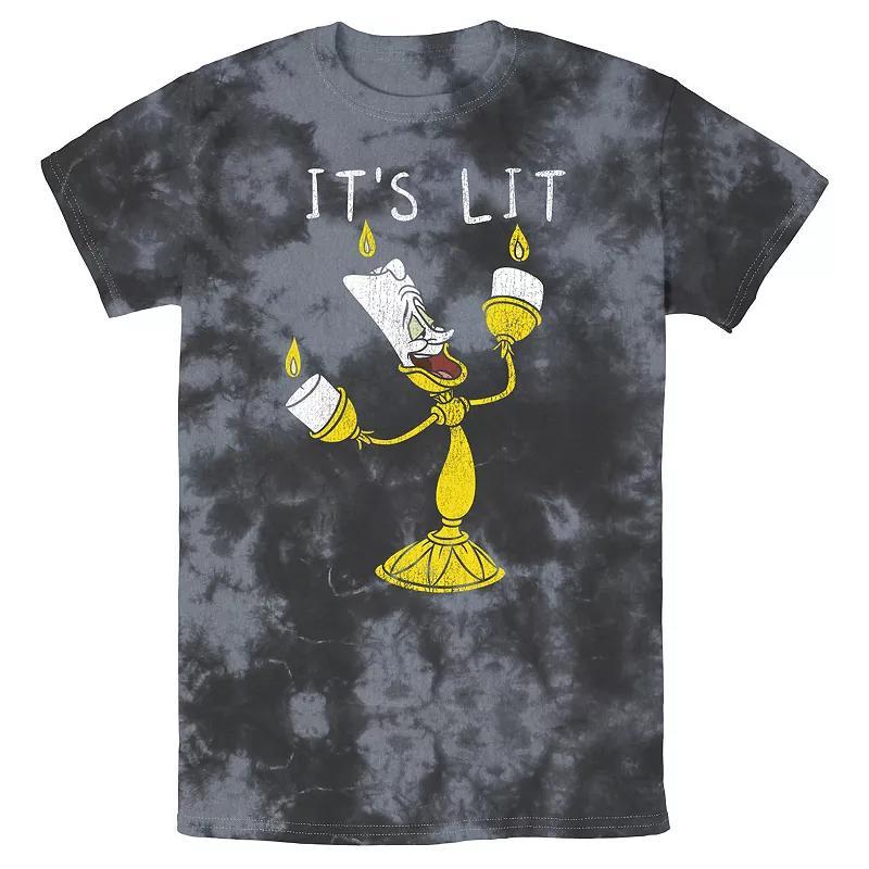 Men's Disney Beauty And The Beast Lumier It's Lit Humor Bomabrd Wash Tee, Size: XL, Black Grey Product Image