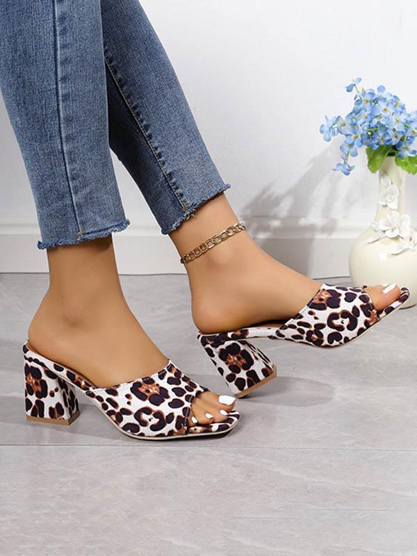 Leopard Open Toe Pumps Sandals Slippers Product Image