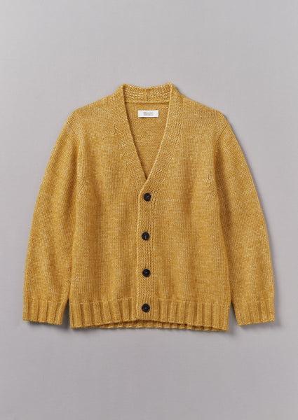 Alpaca Wool V-Neck Cardigan | Dijon Yellow Product Image