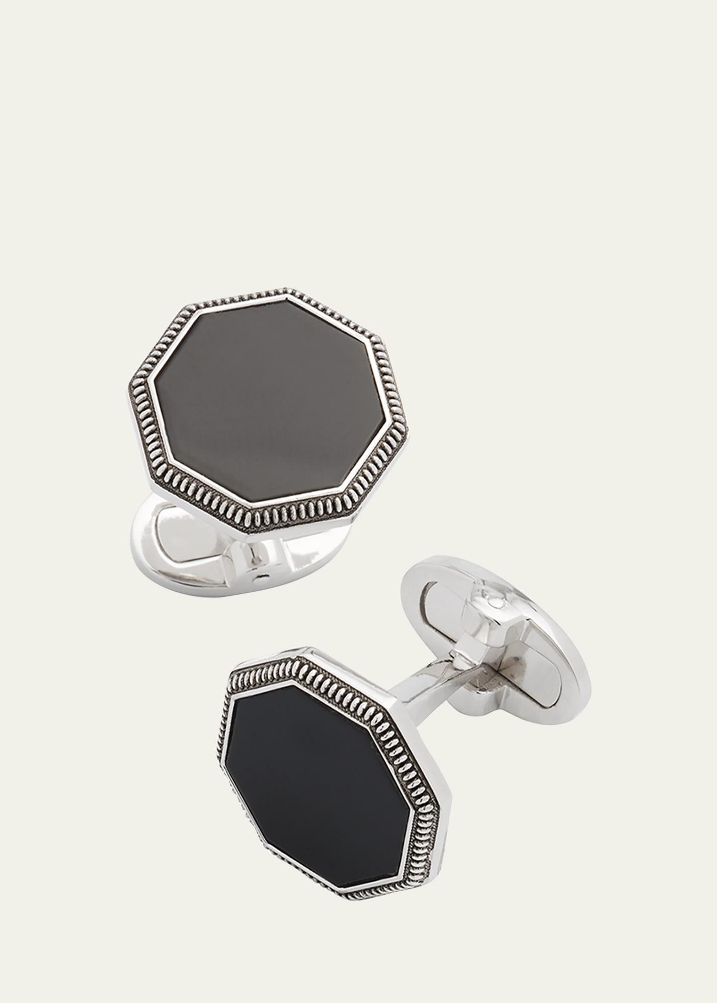 Mens 925 Octagon Onyx Cufflinks Product Image