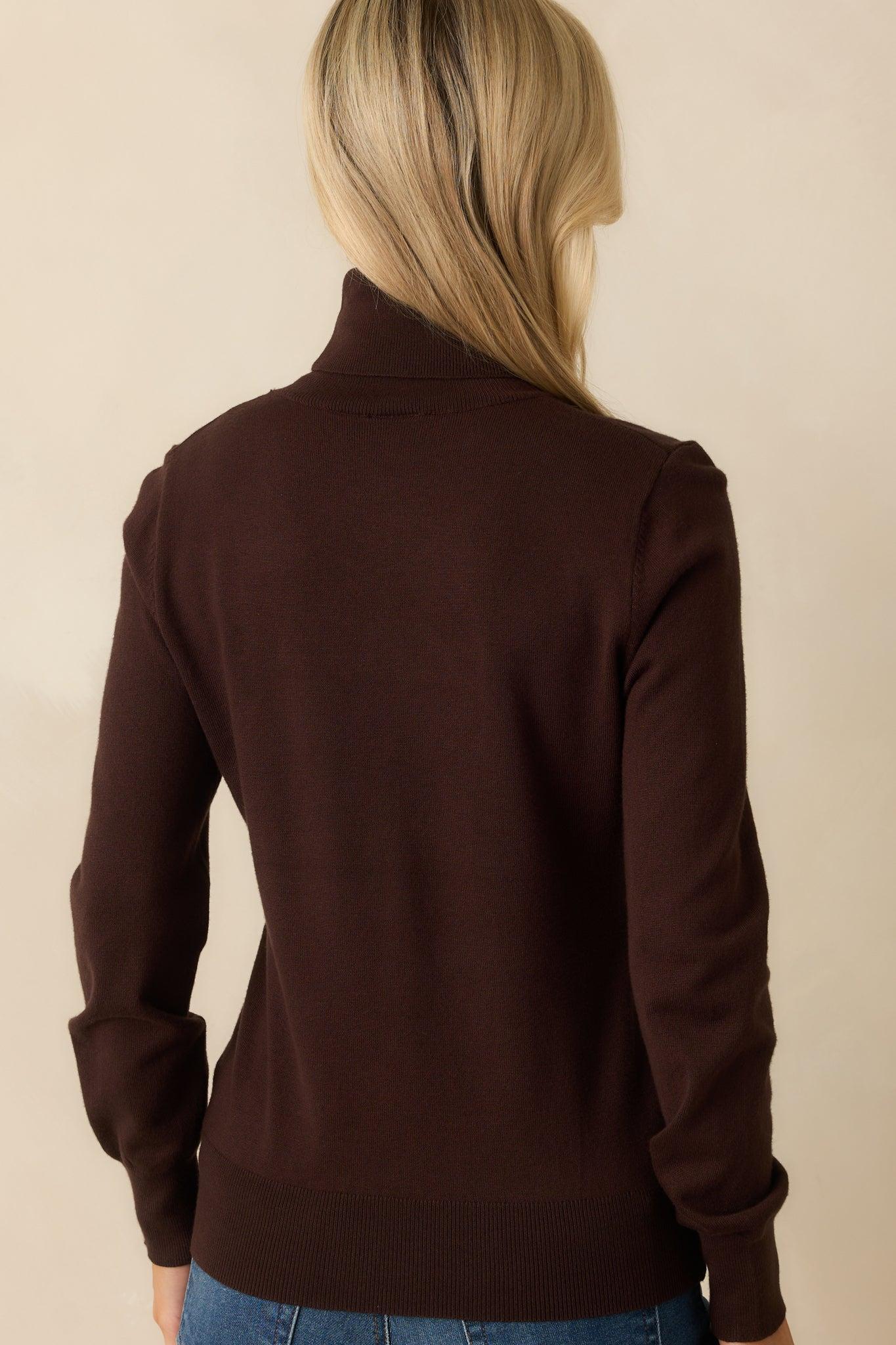 Comfortable Charm Dark Brown Turtleneck Sweater Product Image