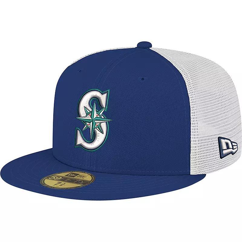 Men's New Era Navy Seattle Mariners Team Color 59FIFTY Trucker Fitted Hat, Size: 7 1/4, Blue Product Image