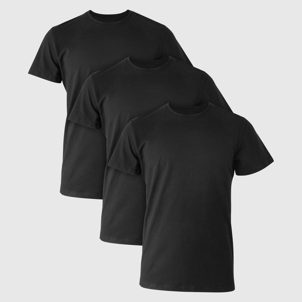 Hanes Premium Black Label Mens 3pk Crewneck Undershirt - Black XL Product Image