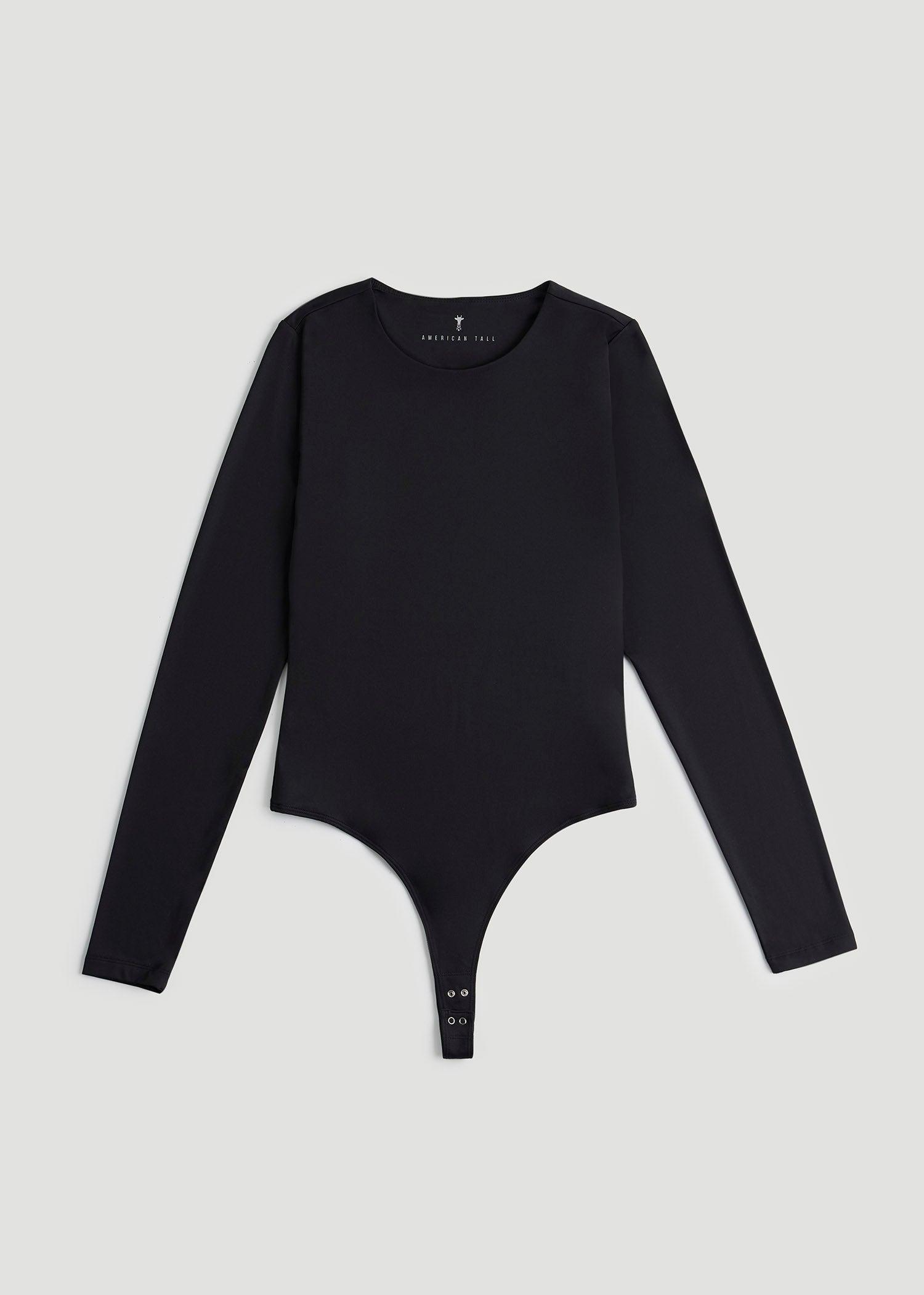 Long Sleeve Bodysuit for Tall Women in Black Female Product Image