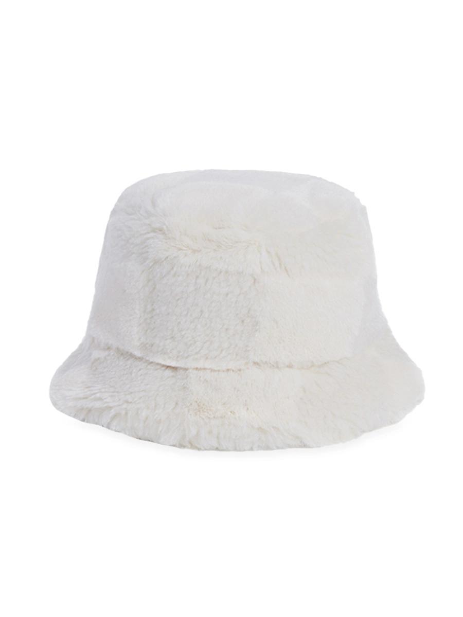 Womens Gilly Checkerboard Shearling Bucket Hat Product Image