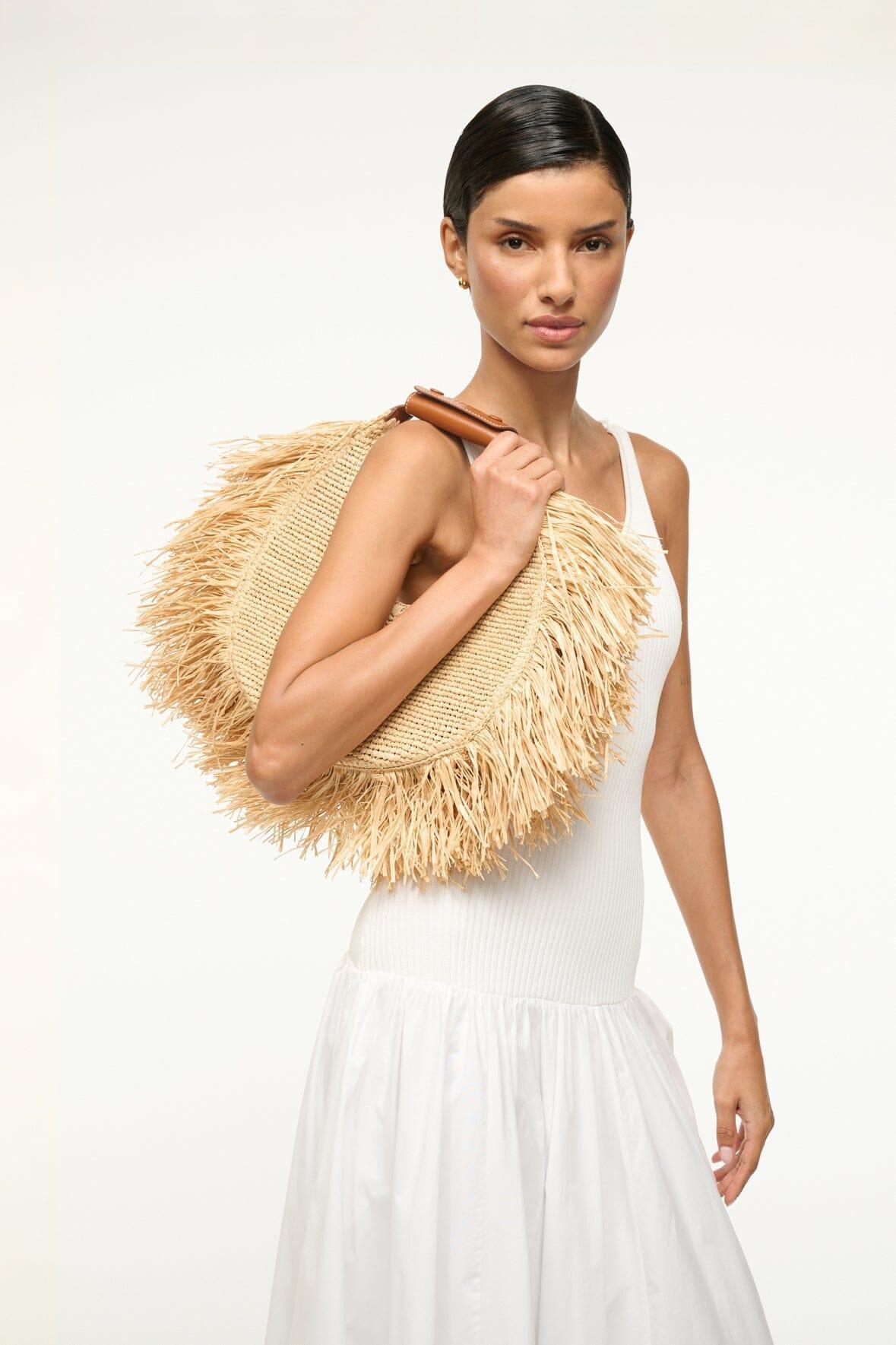MOON RAFFIA TOTE BAG | NATURAL FRINGE Product Image
