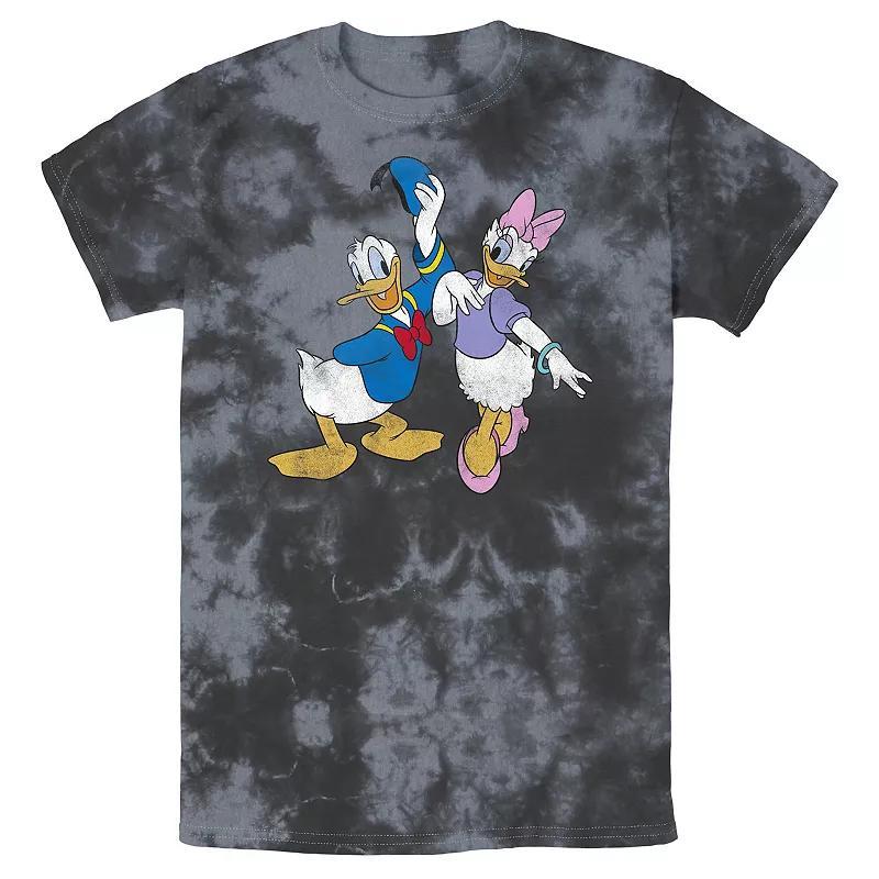 Mens Disney Mickey And Friends Donald And Daisy Distressed Wash Tee Black Grey Product Image