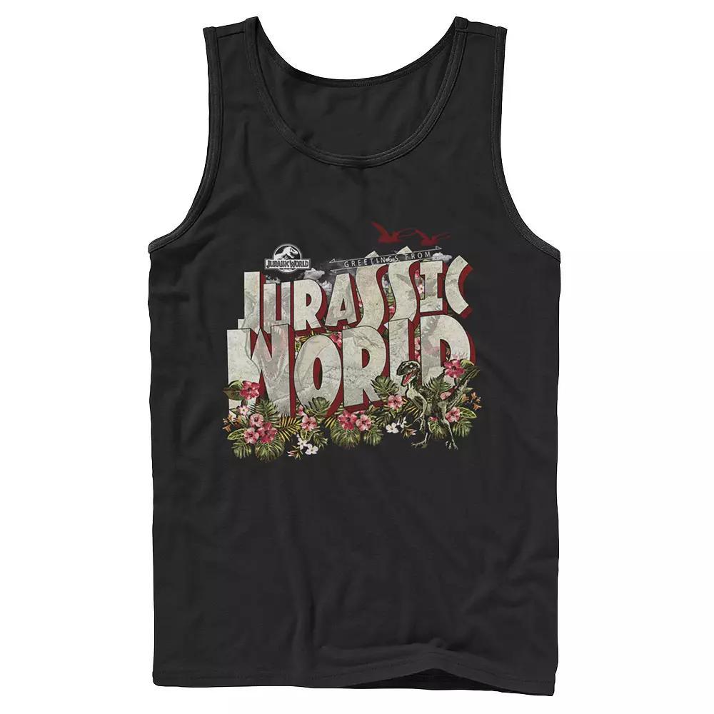 Men's Jurassic World Tropical Raptor Postcard Tank Top,  Product Image
