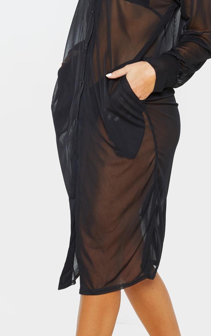 Black Oversized Beach Shirt Dress Product Image