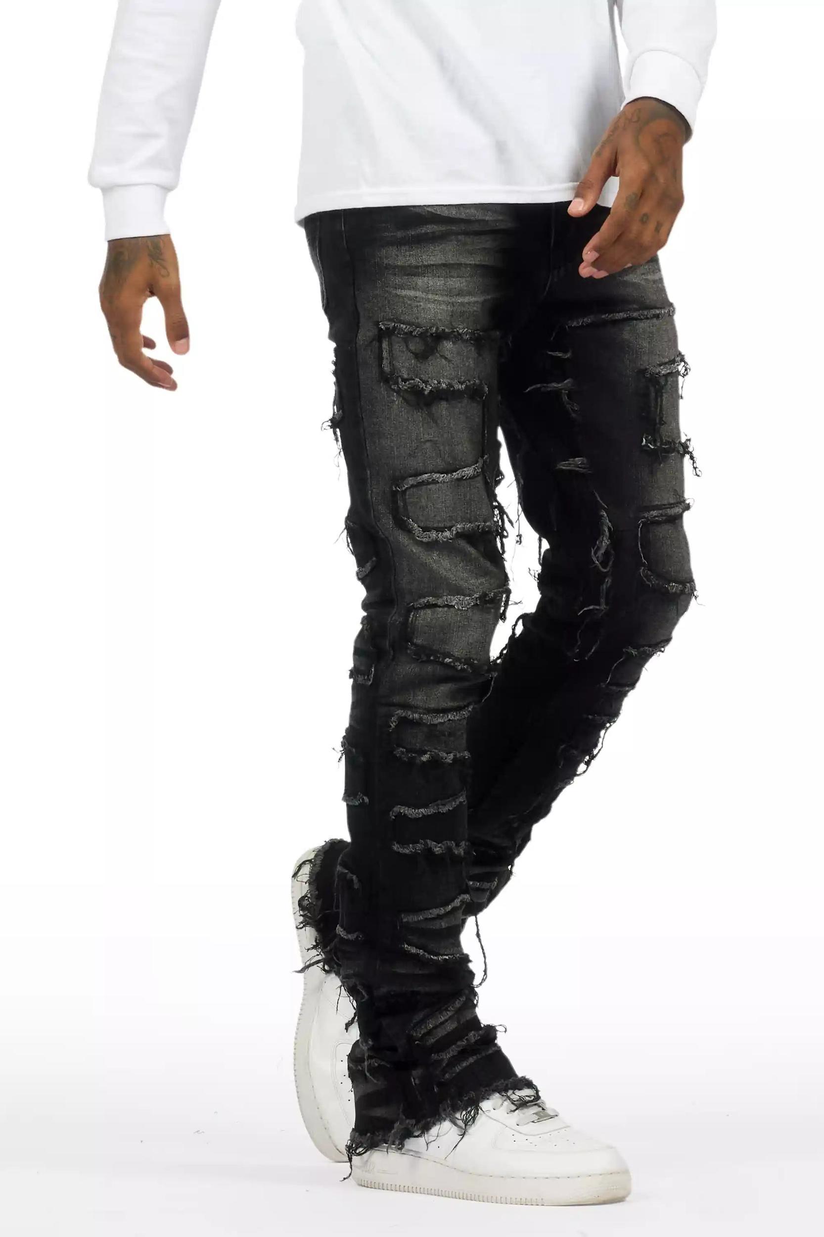 Shake Dark Grey Stacked Flare Jean Male Product Image