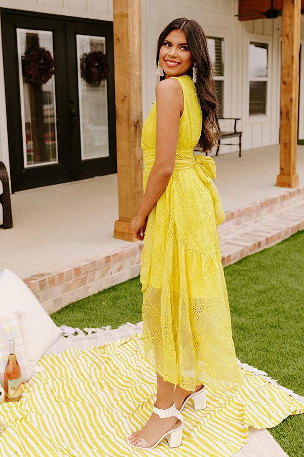 Sun-Kissed Serenade Embroidered Midi In Primrose Yellow Product Image