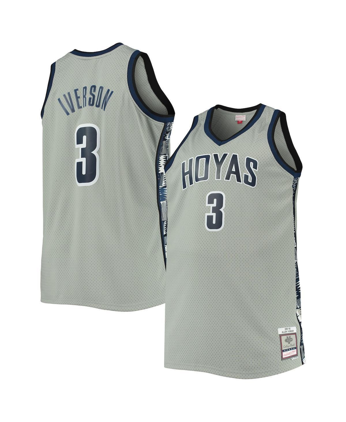 Men's Mitchell & Ness Allen Iverson Gray Georgetown Hoyas Big & Tall 1995-96 Replica Player Jersey, Size: XLT, Grg Grey Product Image