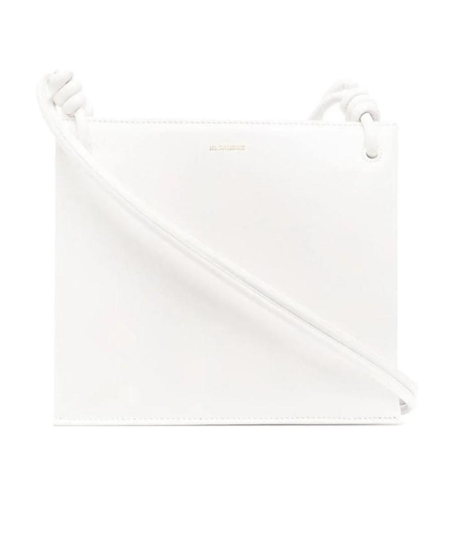 JIL SANDER Knotted Leather Shoulder Bag In White Product Image