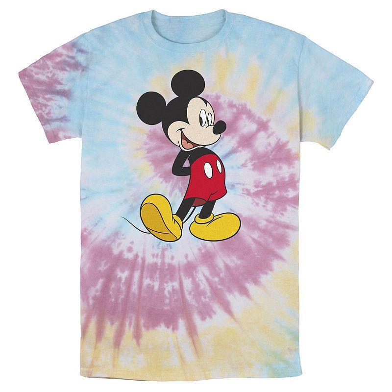 Disney's Mickey Mouse Men's Smiling Pose Wash Tee, Size: XL, Blue Pink Light Yellow Product Image