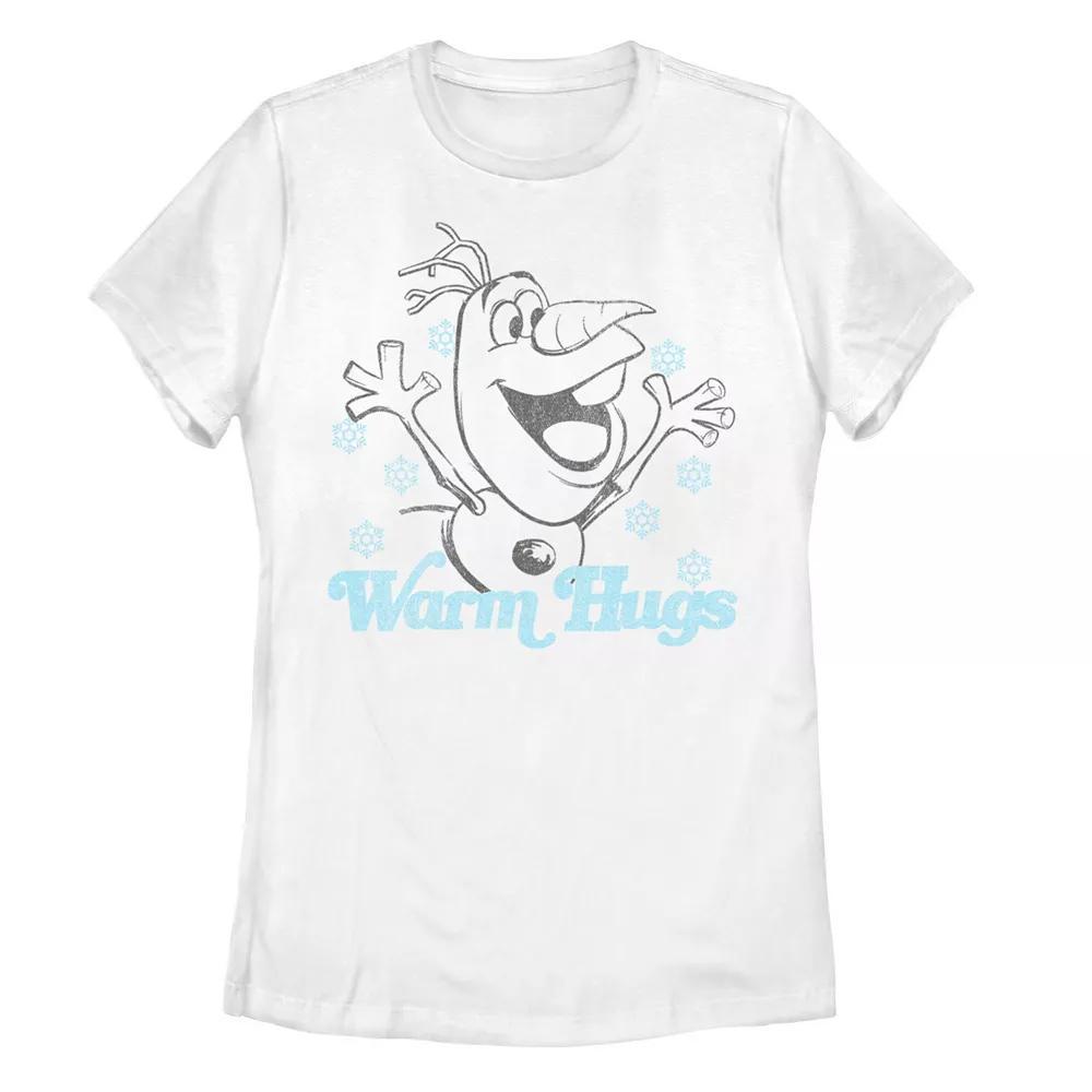 Disney's Frozen Olaf Simple Black Outline Warm Hugs Juniors' Graphic Tee, Girl's, Size: XL, White Product Image