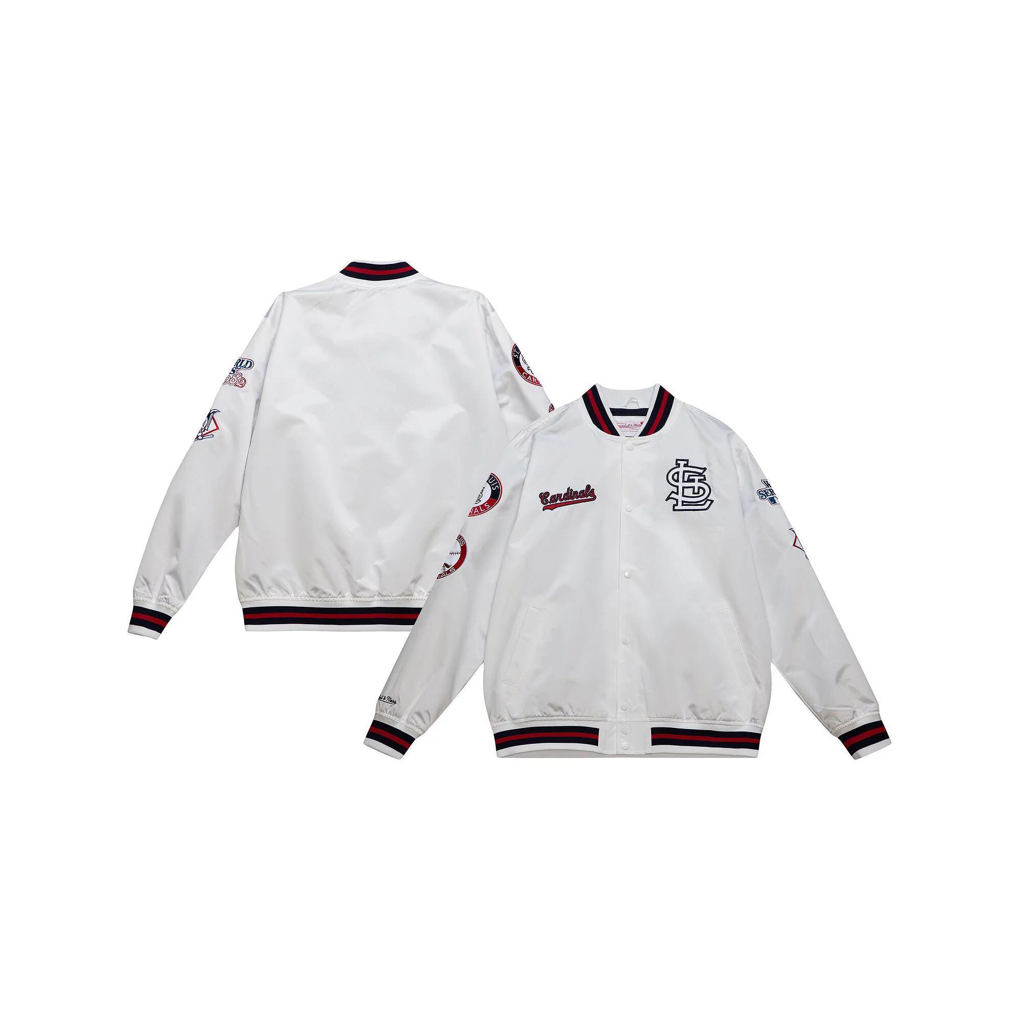 Men's Mitchell & Ness White St. Louis Cardinals City Collection Satin Full-Snap Varsity Jacket, Size: Large Product Image