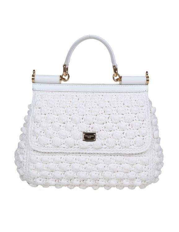 DOLCE & GABBANA Dolce E Gabbana Raffia Crochet Handbag White Color Product Image