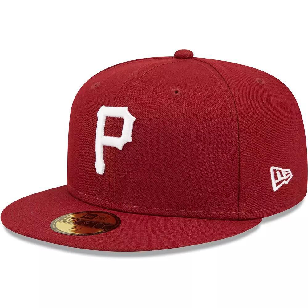 Men's New Era Cardinal Pittsburgh Pirates Logo White 59FIFTY Fitted Hat,  Product Image