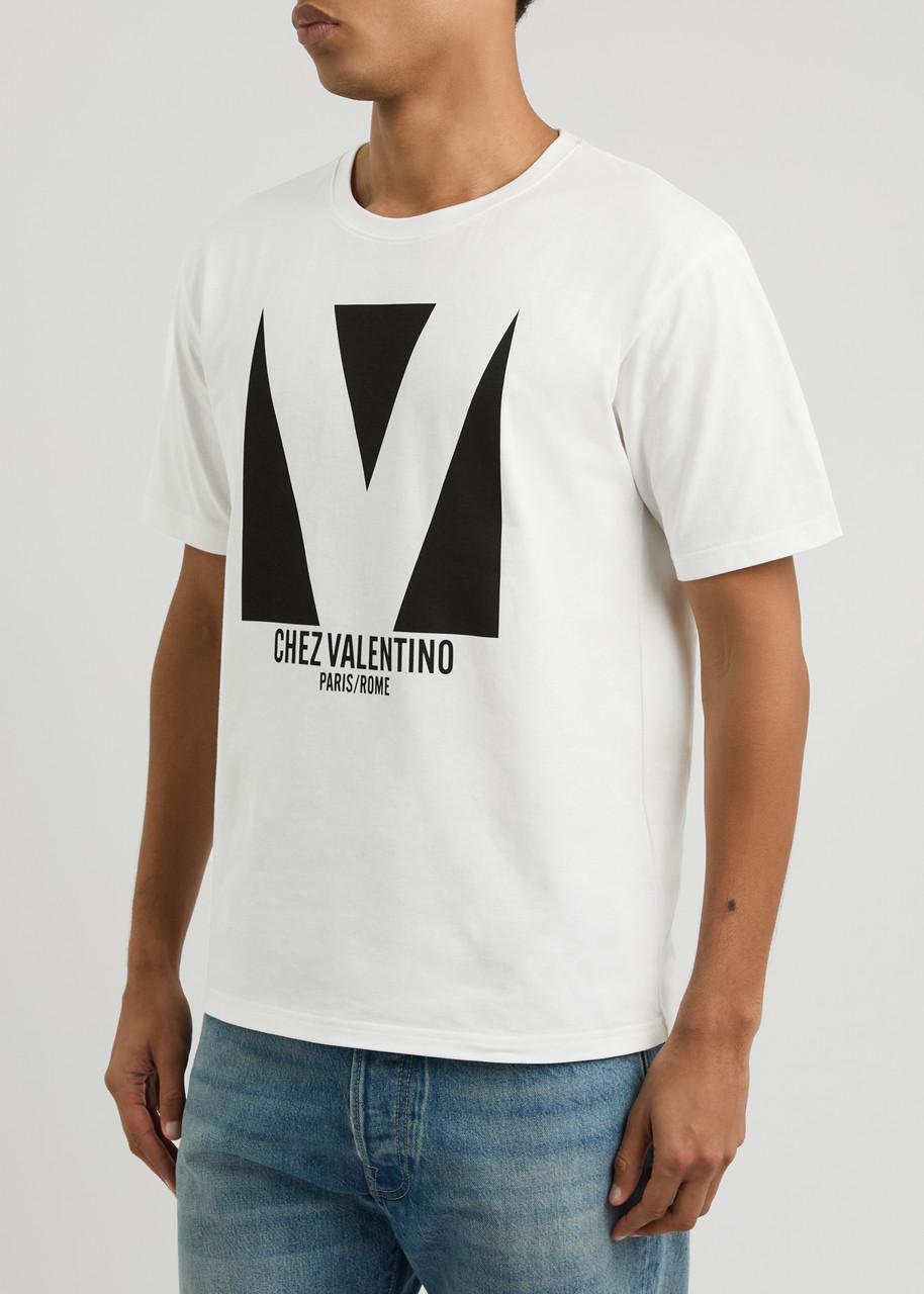 VALENTINO Mens Avorio Logo-print Crew-neck Cotton-jersey T-shirt Product Image