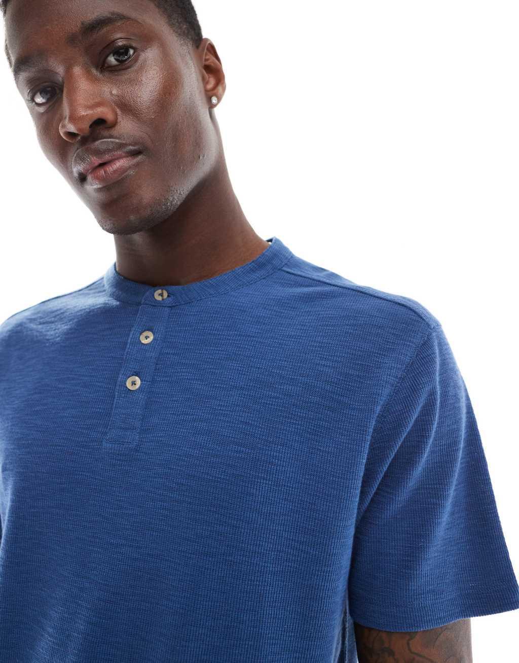 ASOS DESIGN henley T-shirt in navy Product Image