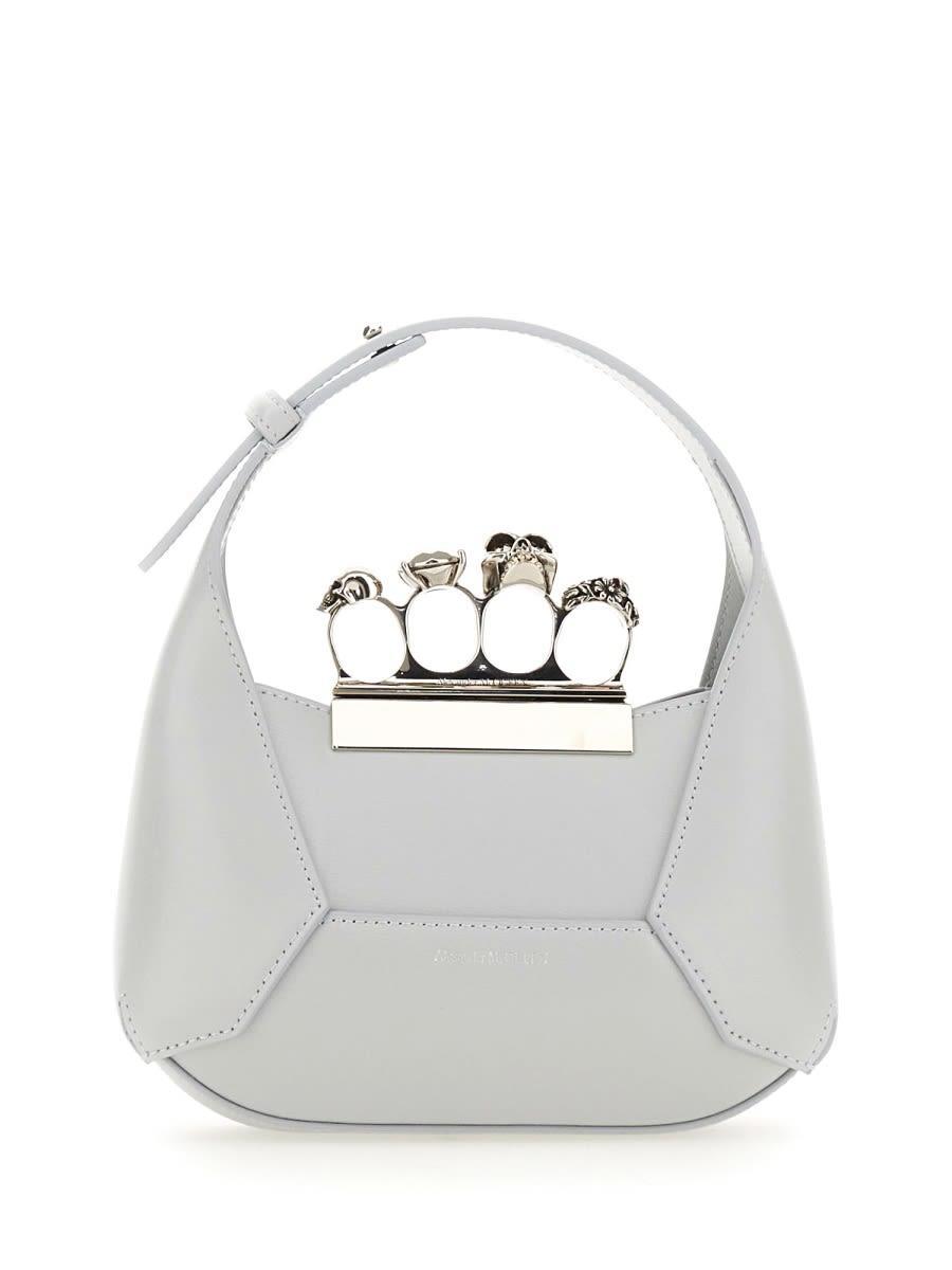 ALEXANDER MCQUEEN Jewelled Mini Hobo Bag In Grey Product Image