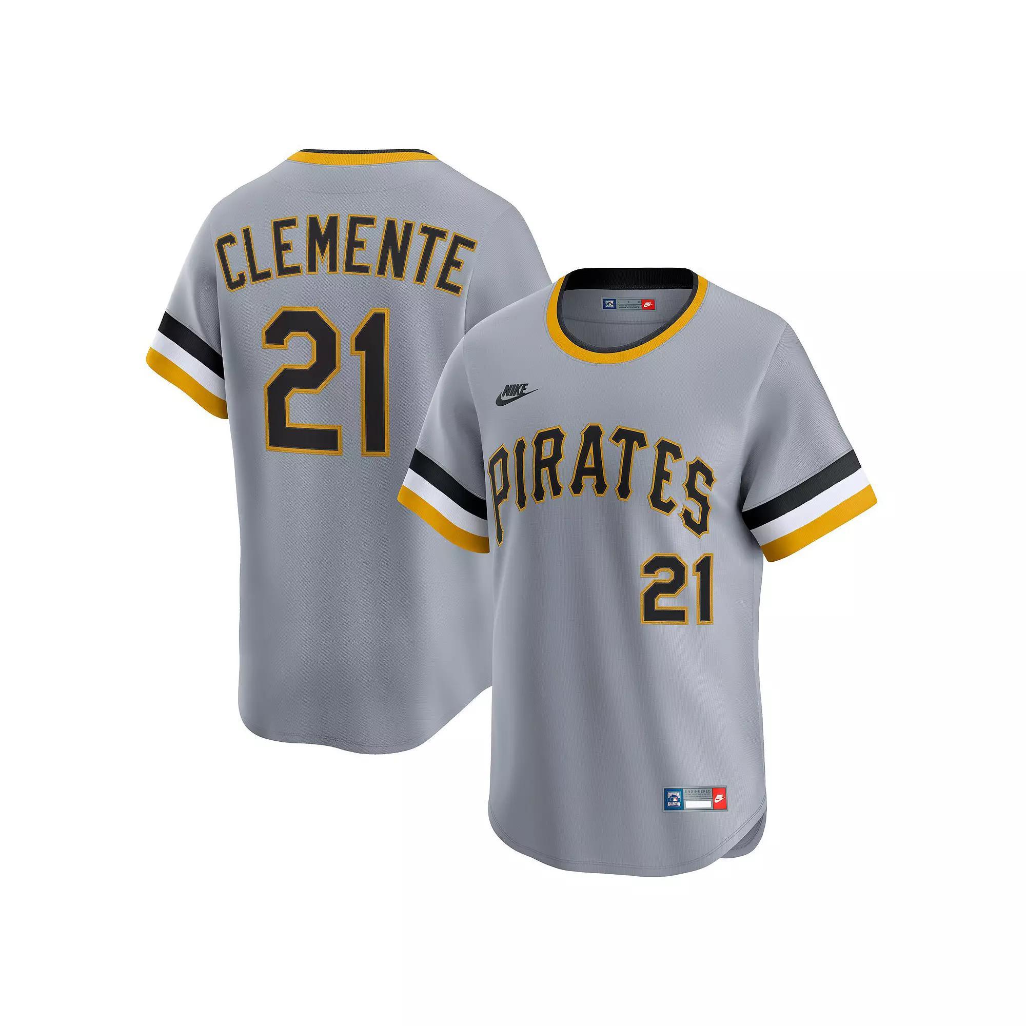 Men's Nike Roberto Clemente Gray Pittsburgh Pirates Throwback Cooperstown Collection Limited Jersey, Size: 3XL, Grey Product Image