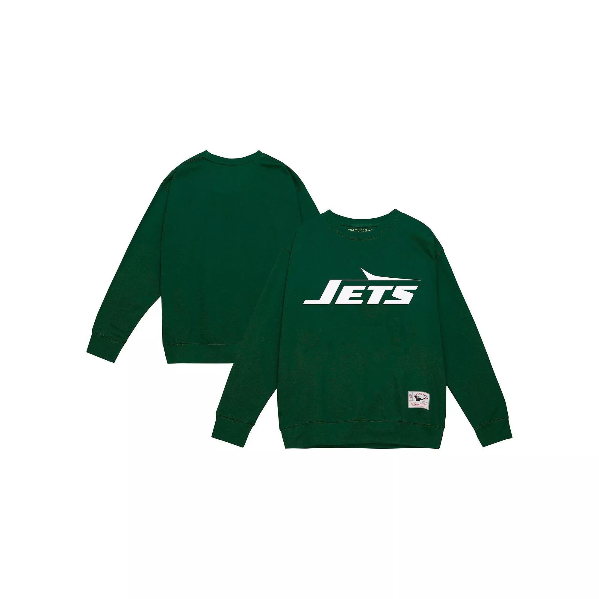 Men's Mitchell & Ness Dark Green New York Jets Basic Fleece Pullover Sweatshirt, Size: Large Product Image