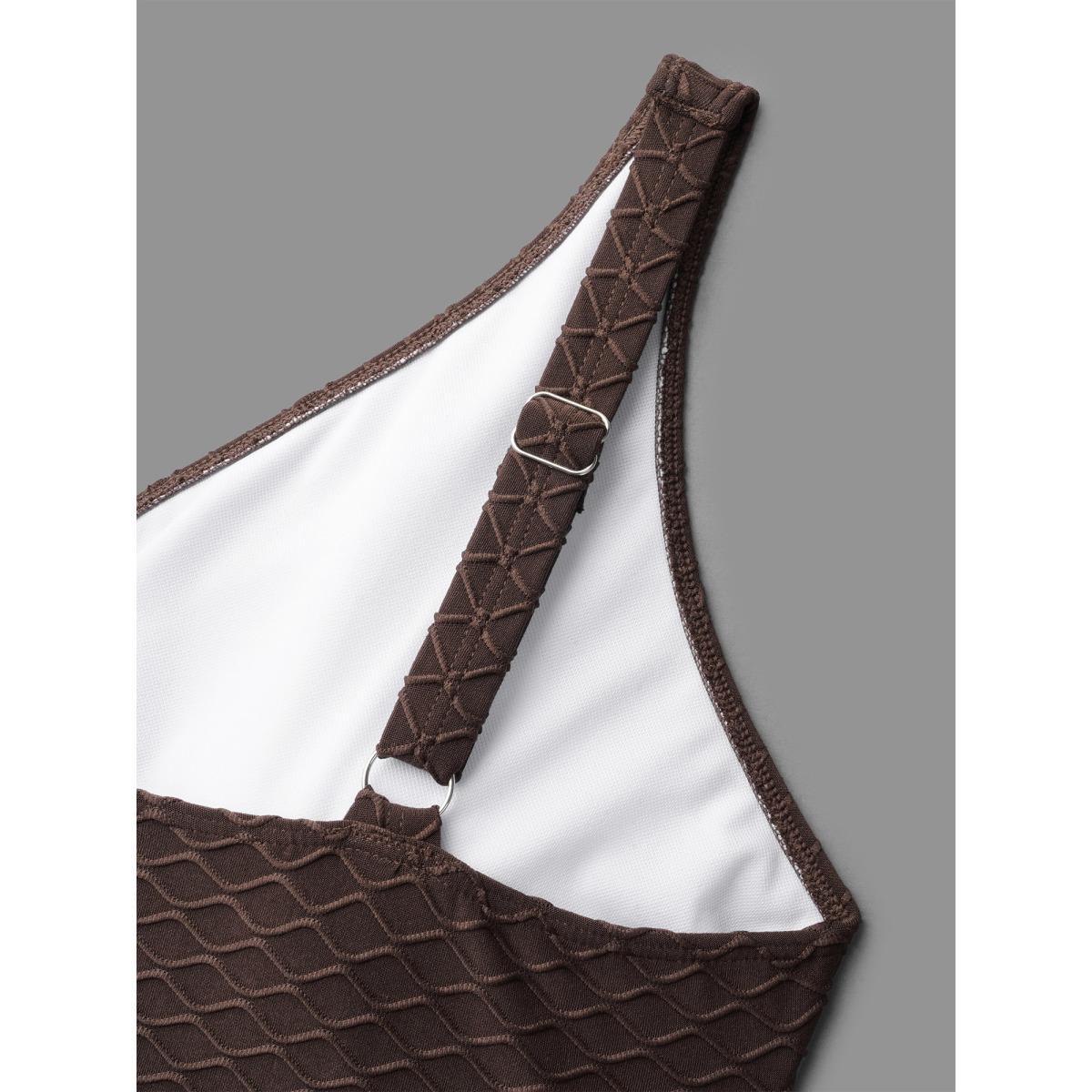 Plus Size Ruched Drawstring Surplice Neck One-Piece Swimsuit Women's Swimwear Browncoffeecolor Beach Texture Curve Bathing Suits High stretch One Pieces BloomChic 22-24/3X Product Image