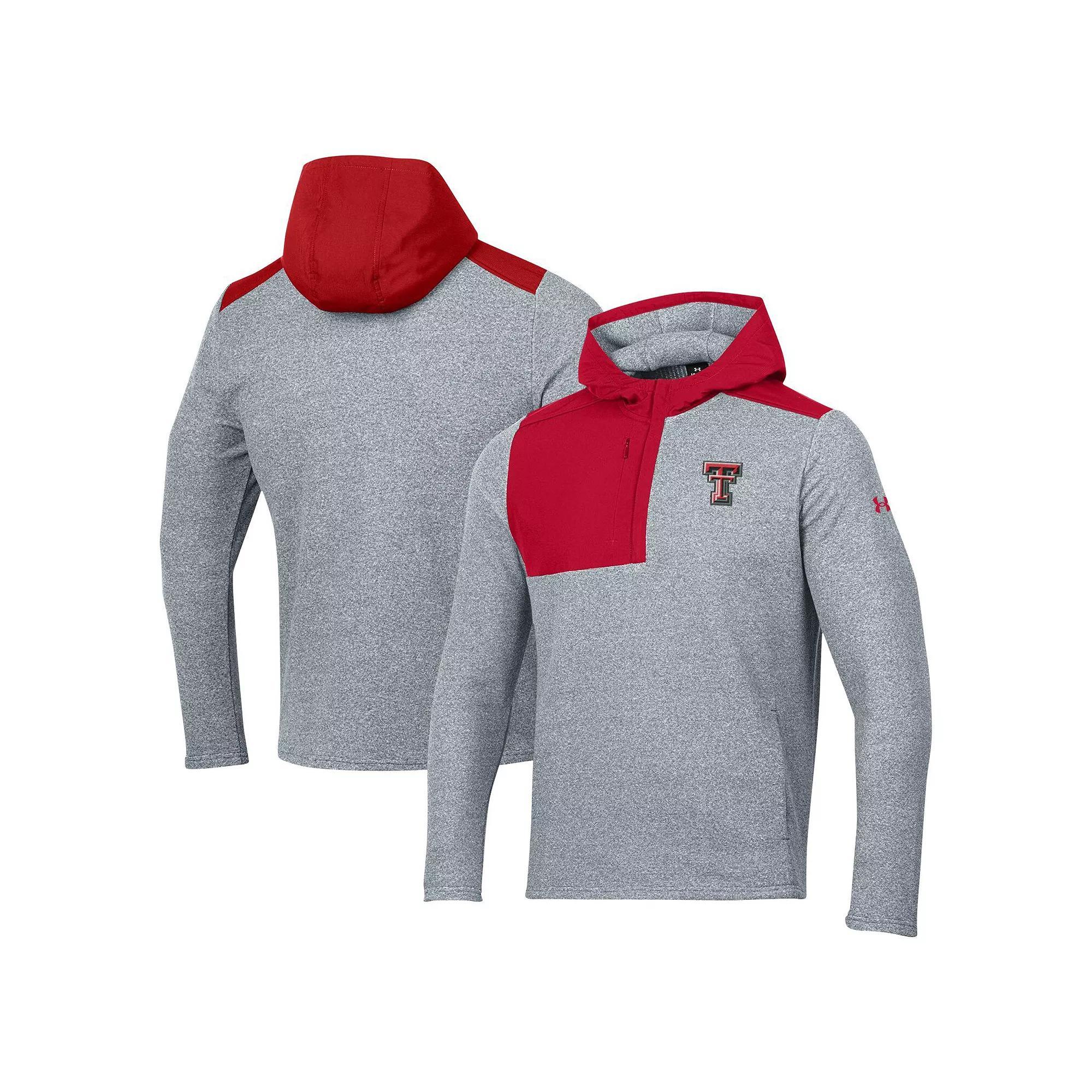 Men's Under Armour Gray Wisconsin Badgers Survivor Fleece Hoodie Quarter-Zip Jacket, Size: Small, Grey Product Image