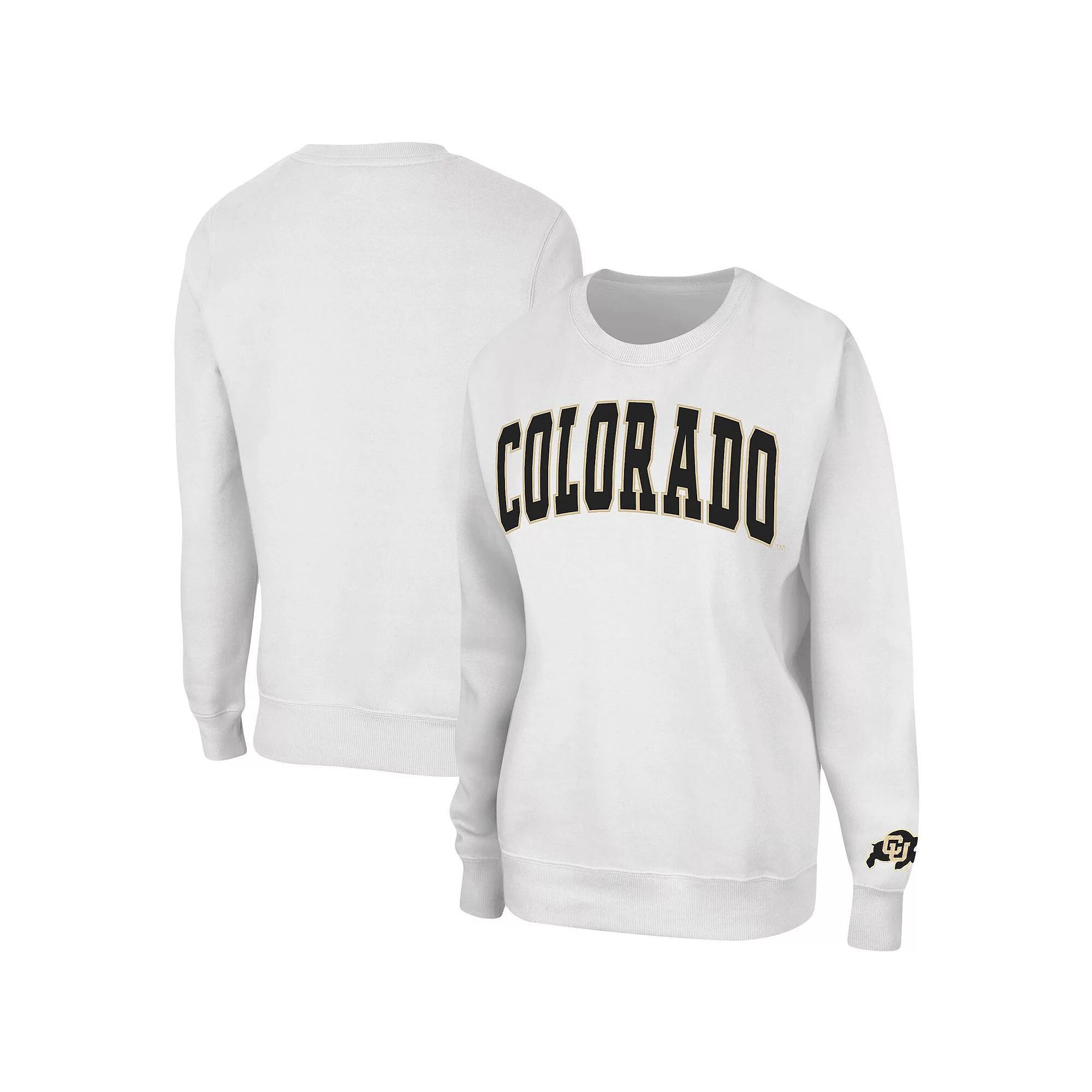 Women's Colosseum White Colorado Buffaloes Campanile Pullover Sweatshirt, Size: 2XL Product Image