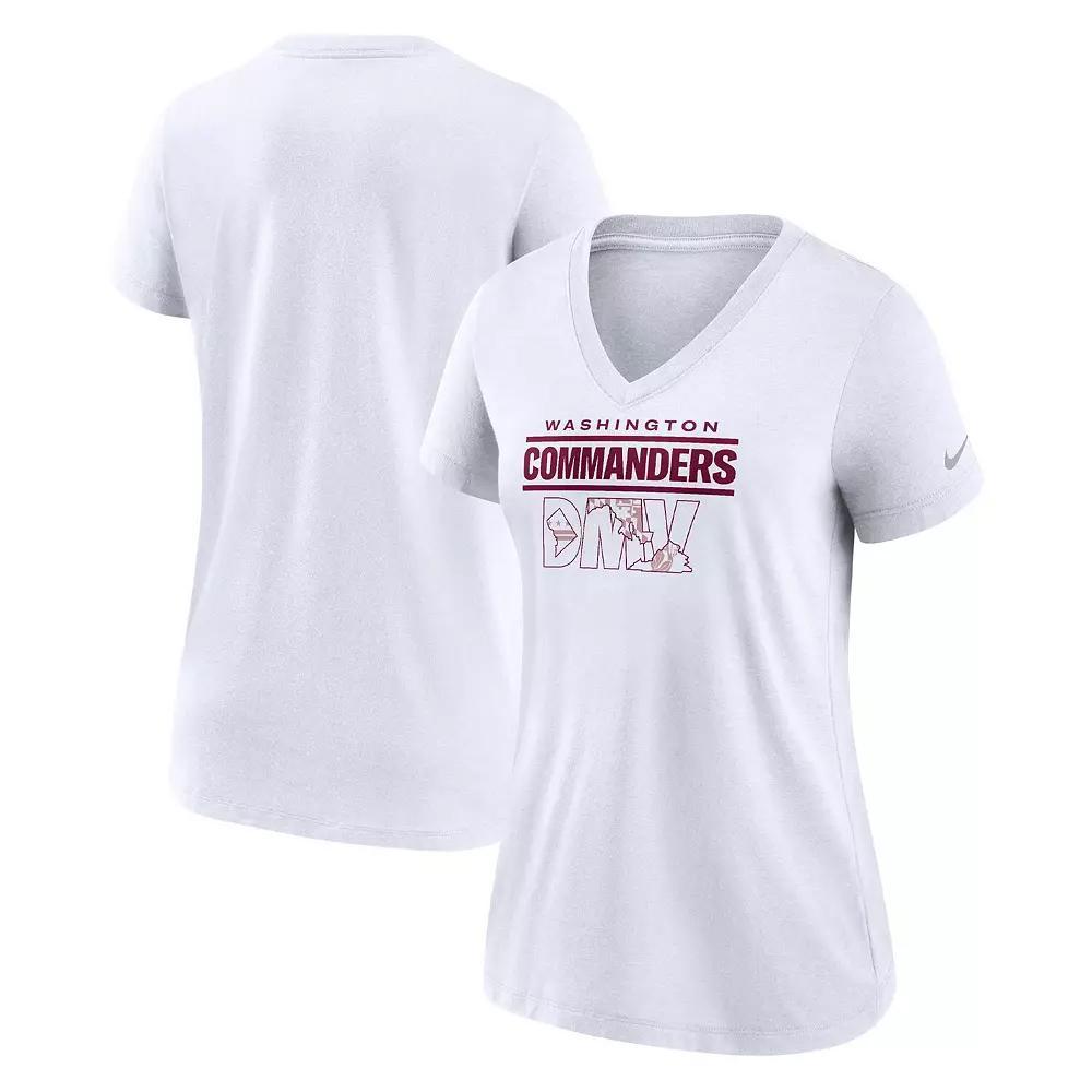 Women's Nike White Washington Commanders Hometown Collection Tri-Blend V-Neck T-Shirt,  Product Image