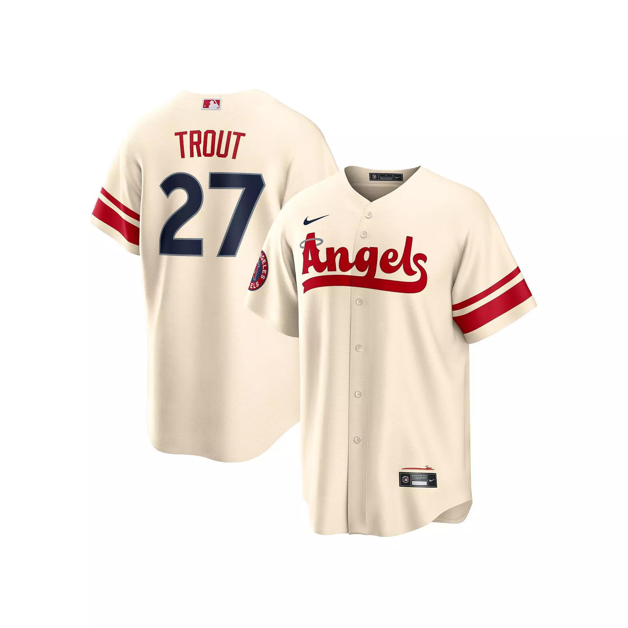 Men's Nike Mike Trout Cream Los Angeles Angels 2022 City Connect Replica Player Jersey, Size: 3XL, Beige Product Image