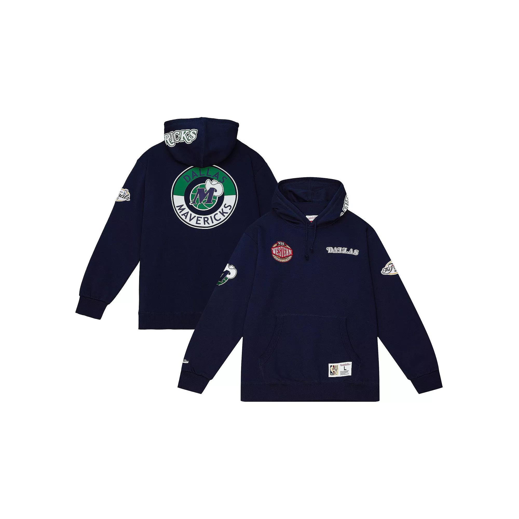 Men's Mitchell & Ness  Navy Dallas Mavericks Hardwood Classics City Collection Fleece Pullover Hoodie, Size: XS, Blue Product Image