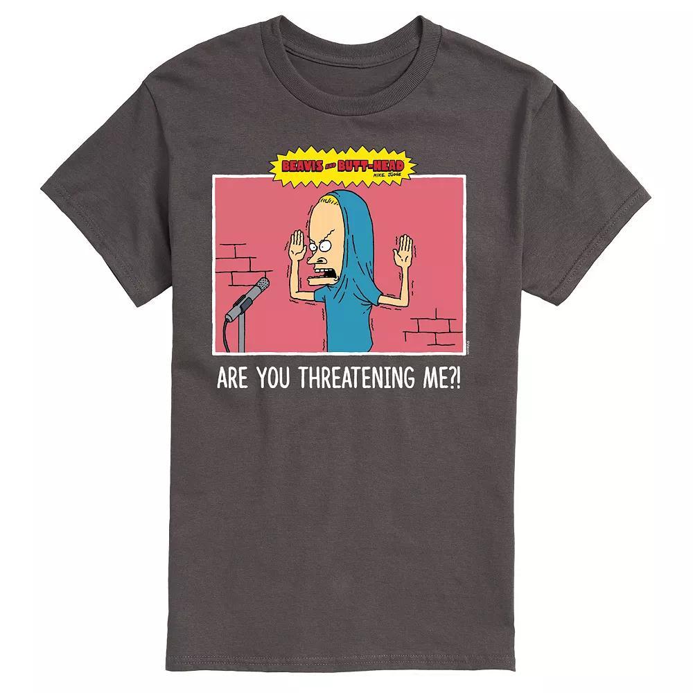 Men's Beavis And Butthead Threatening Me Tee, Size: Small, Grey Product Image