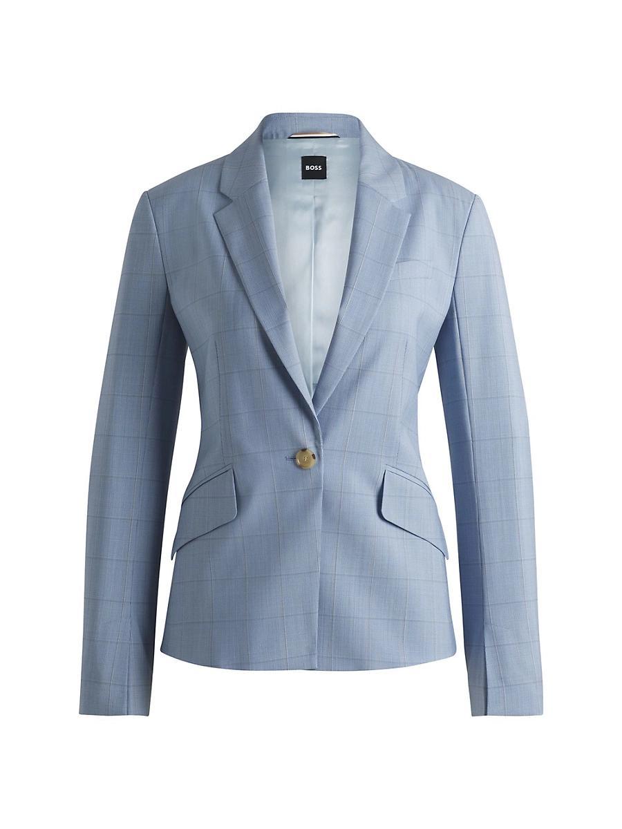 Womens Slim-Fit Blazer in Checked Wool Product Image