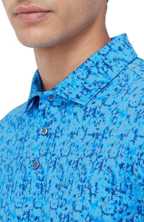 BUGATCHI Men's Ooohcotton Victor Camouflage Polo Shirt In Classic Blue Product Image