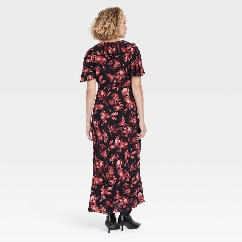 Womens Ruffle Flounce Short Sleeve Maxi Dress - A New Day /Red Floral Product Image