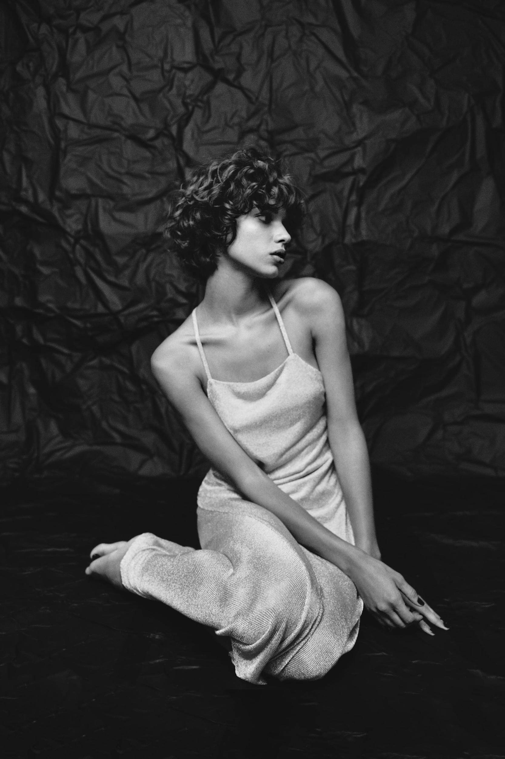 METALLIC THREAD MIDI DRESS Product Image