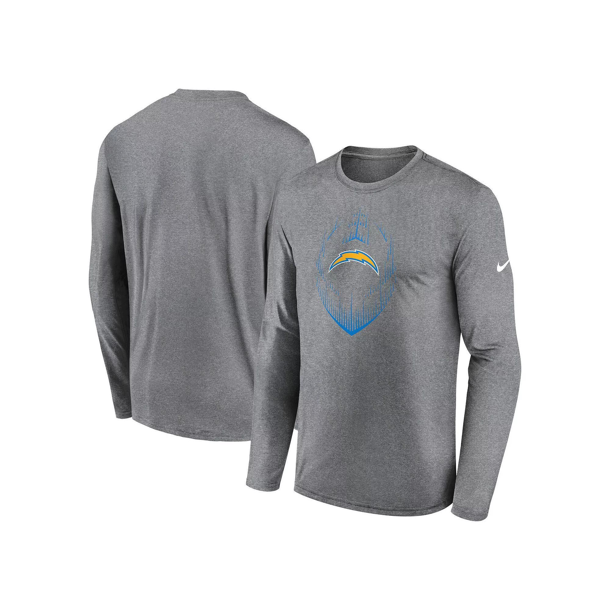 Men's Nike Heather Gray Los Angeles Chargers Legend Icon Long Sleeve T-Shirt, Size: Small, Grey Product Image