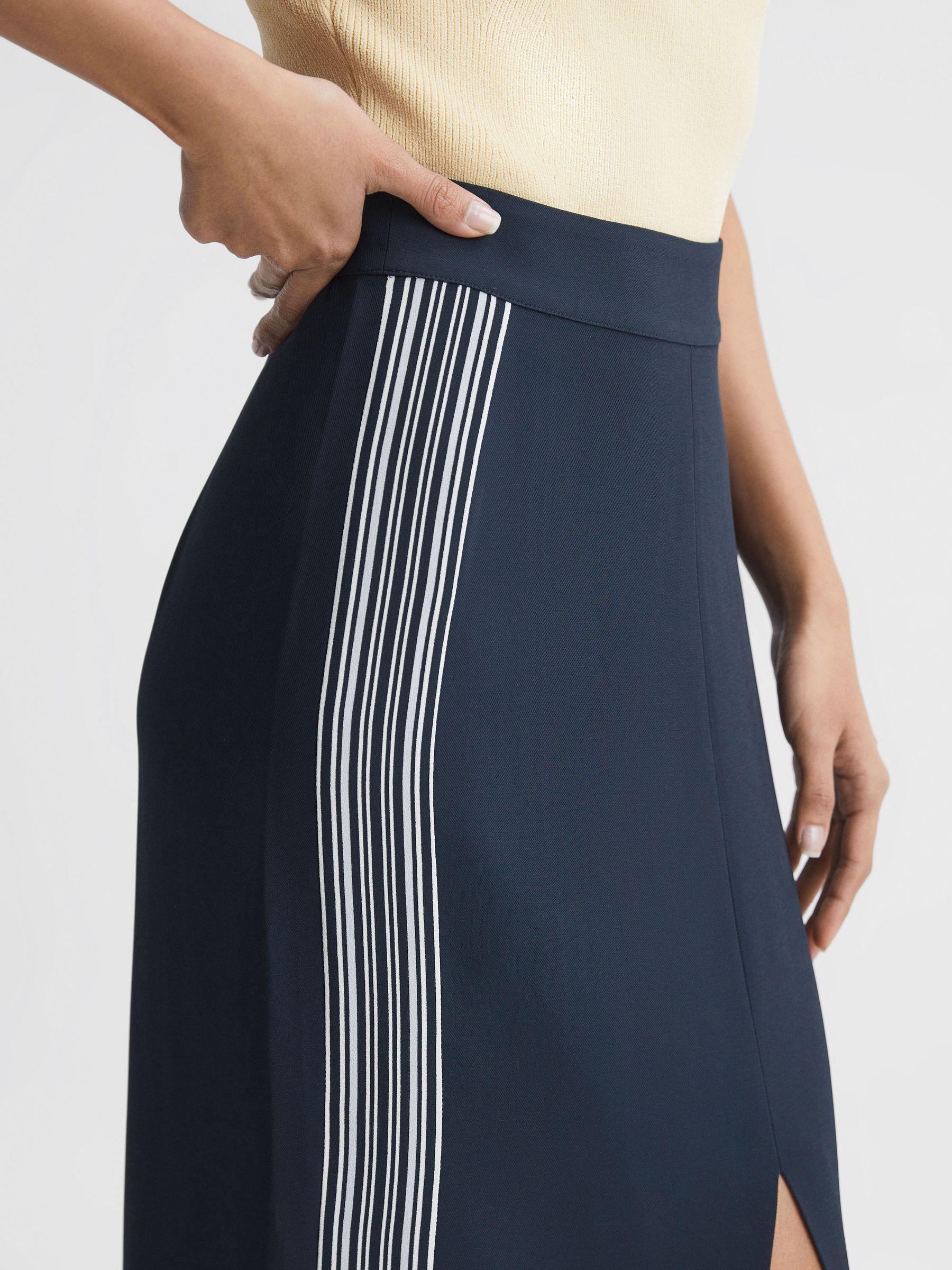 High Rise Midi Pencil Skirt in Navy Product Image