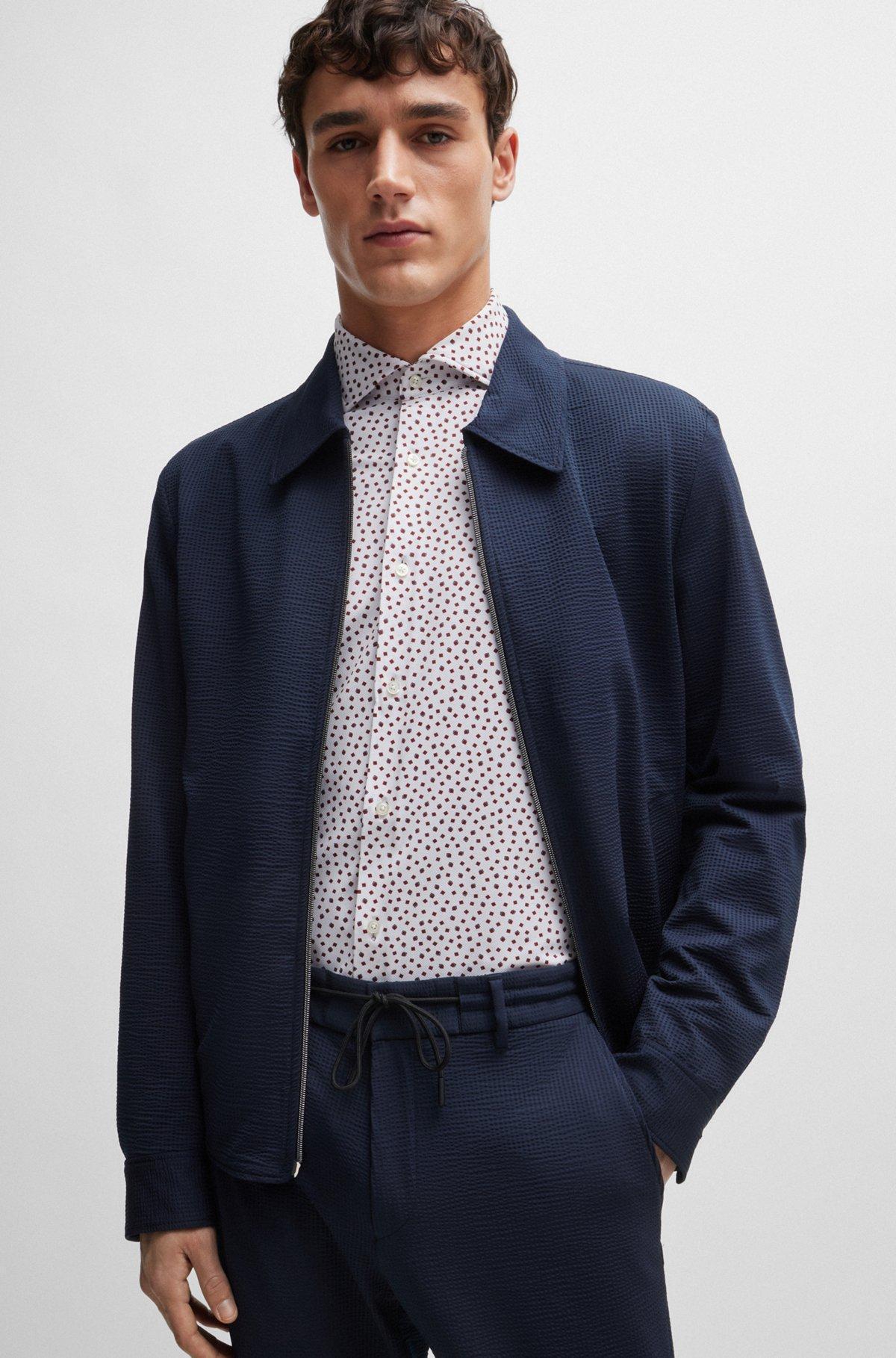 Slim-fit shirt in printed performance-stretch fabric Product Image