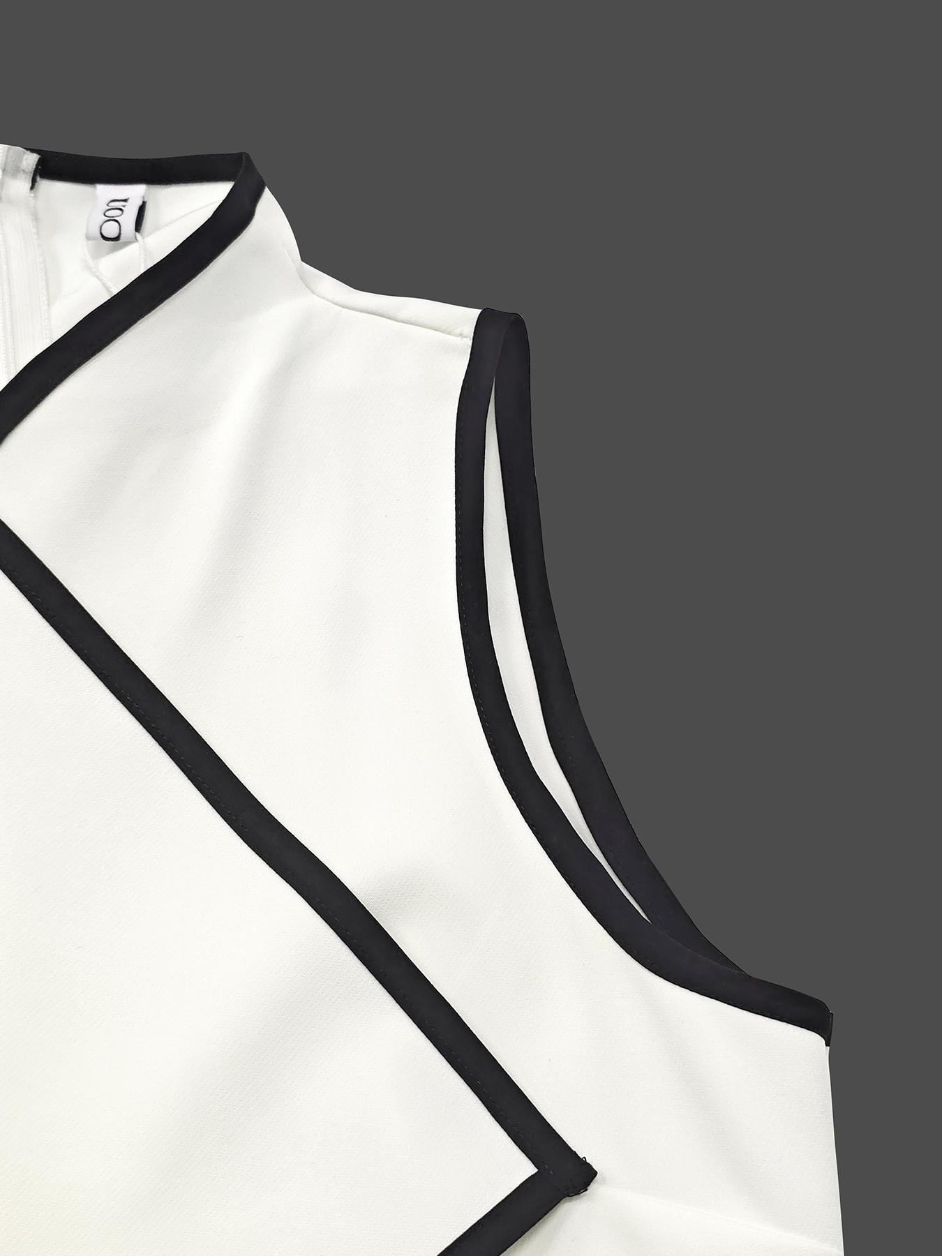 False Two Sleeveless Solid Color Midi Dresses Product Image