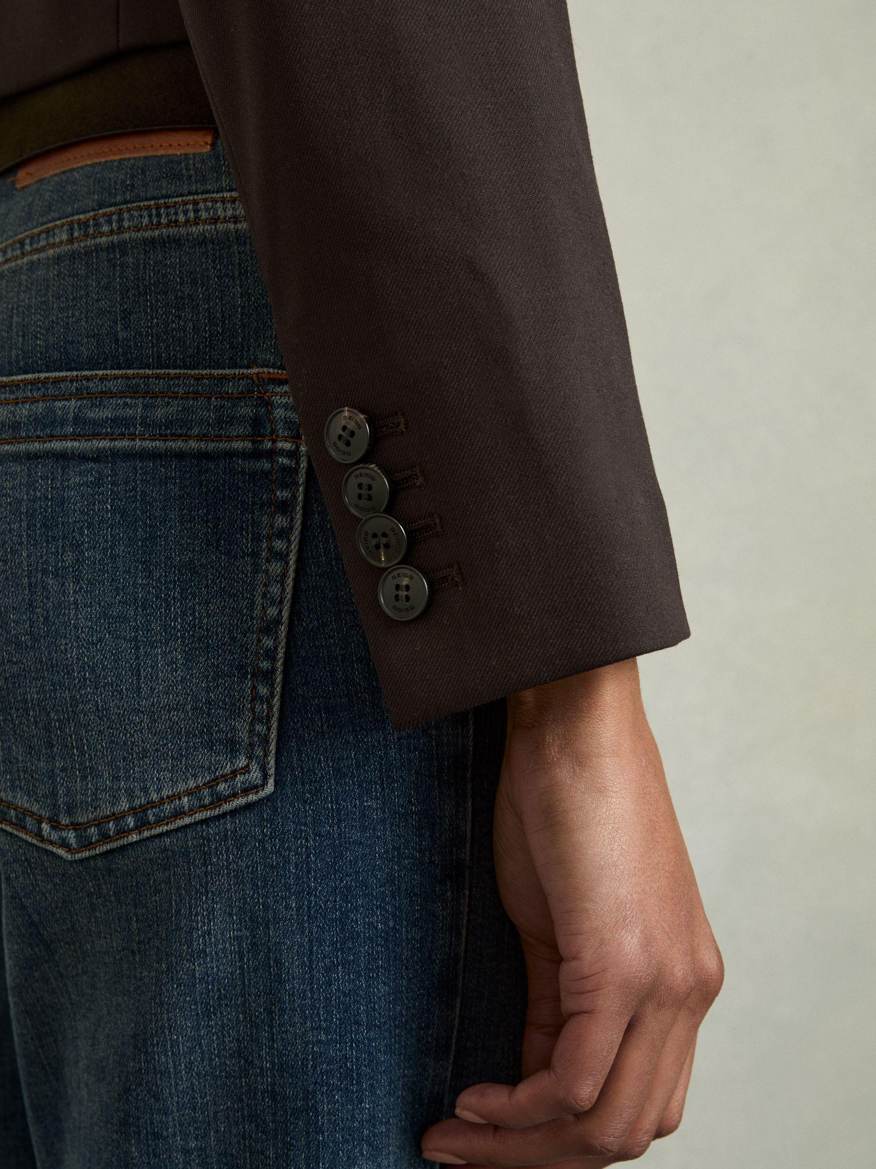 Double-Breasted Cropped Blazer Wool-Blend in Chocolate Brown Product Image