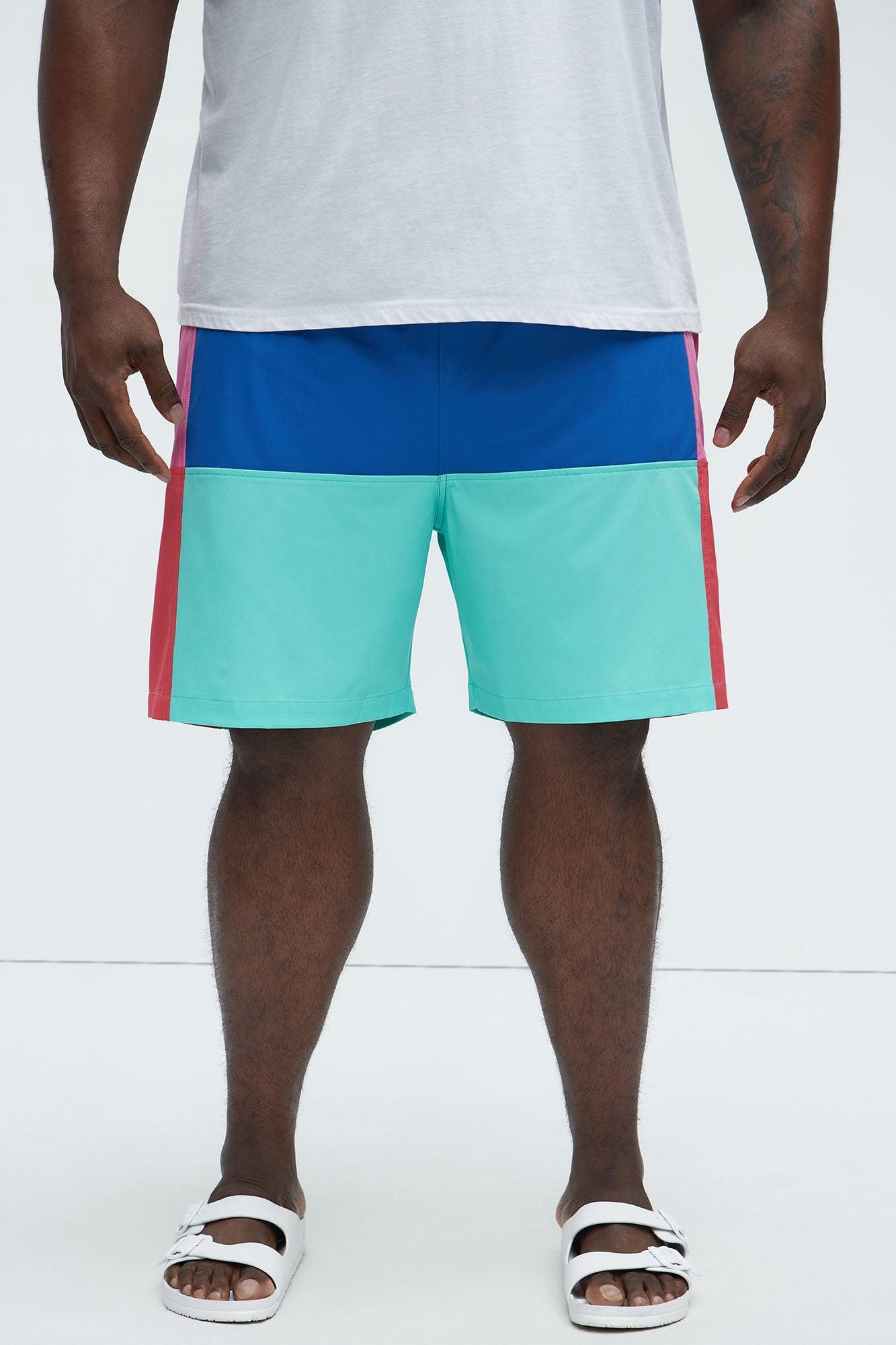 Swim And Surf Colorblock Swim Mid Trunk - Blue Product Image