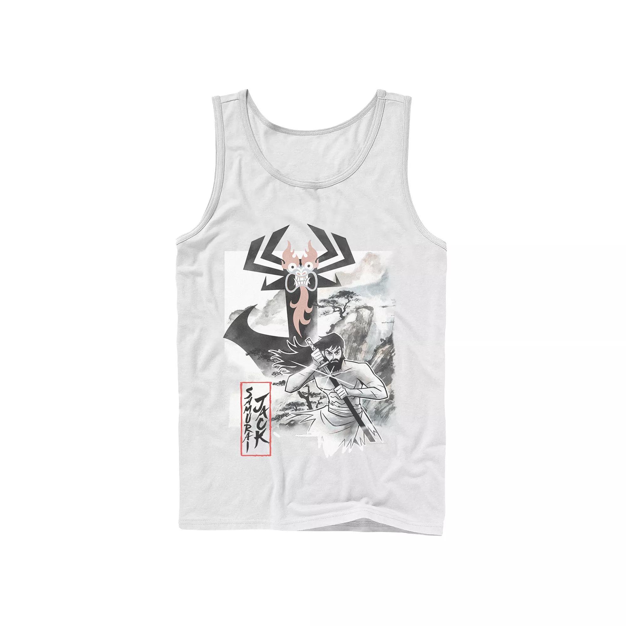 Men's Cartoon Network Samurai Jack Aku Water Color Paint Sketch Tank Top, Size: Large, White Product Image
