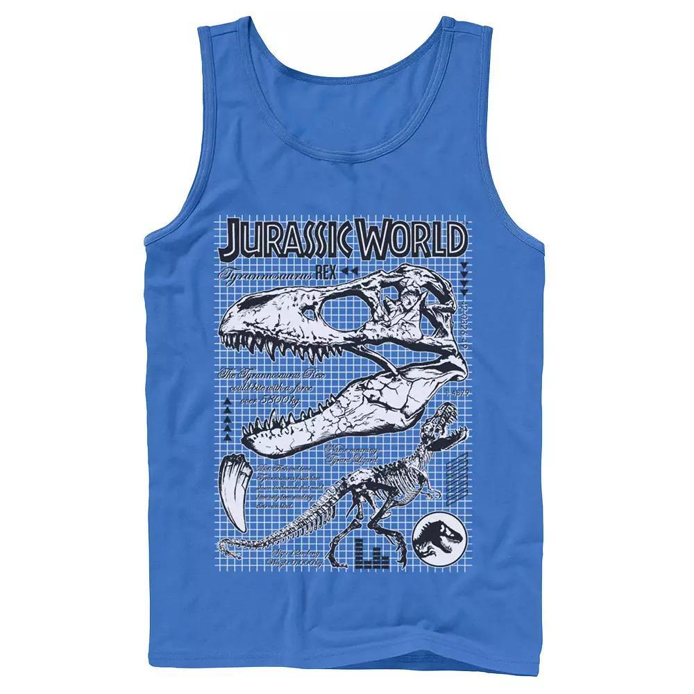 Men's Jurassic World Two T-Rex Bones Schematic Graphic Tank Top,  Product Image