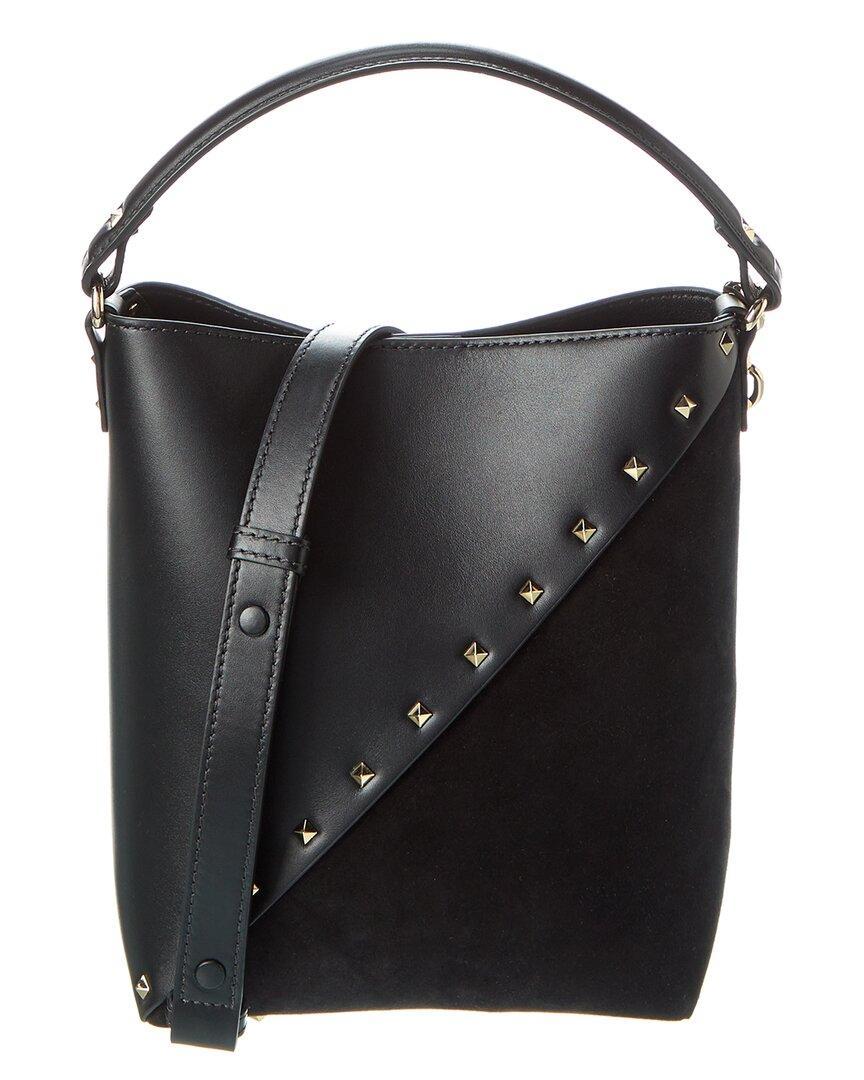 VALENTINO GARAVANI Garavani Garavani Rockstud Wispy Bucket Bag In Calfskin And Suede Woman Black Uni Product Image